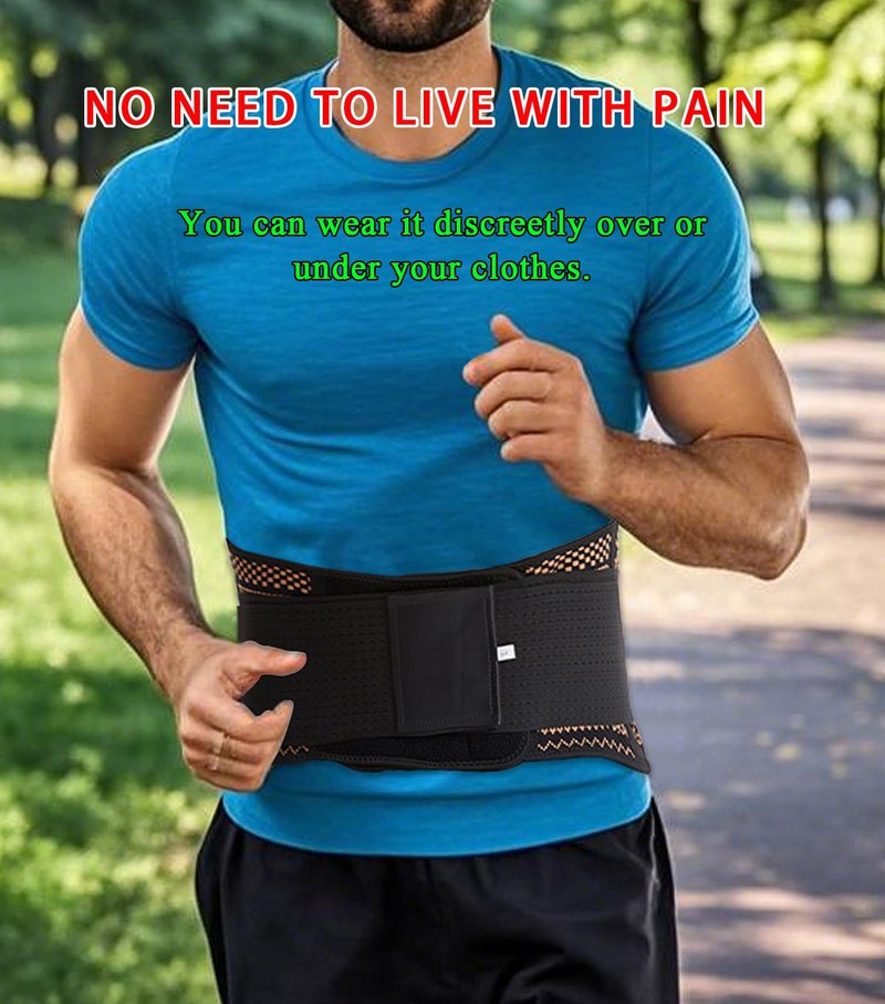 FVVWVV Breathable Lower Back Brace with 4 Stays, Plus Size Lumbar Support Belt for Back Pain Relief with Removable Compression Straps, Back Braces for Herniated Disc, Sciatica,Heavy Lifting