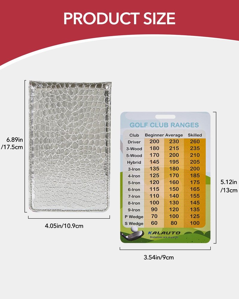 KALAUTO Golf Scorecard Holder Set,Included Crocodile Pattern Golf Scorecard Book & Golf Club Distance Chart,Golf Yardage Book Cover Case,Must Have Golf Accessories for Men,Women,Holder size 7" x 4.25"