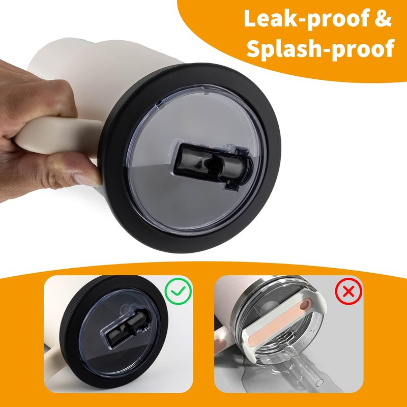 40 oz Silicone Press-in Lid Replacement - Only Compatible with Hydrapeak Voyager 40 Oz Stainless Steel Tumbler.(black).Pack of 2.