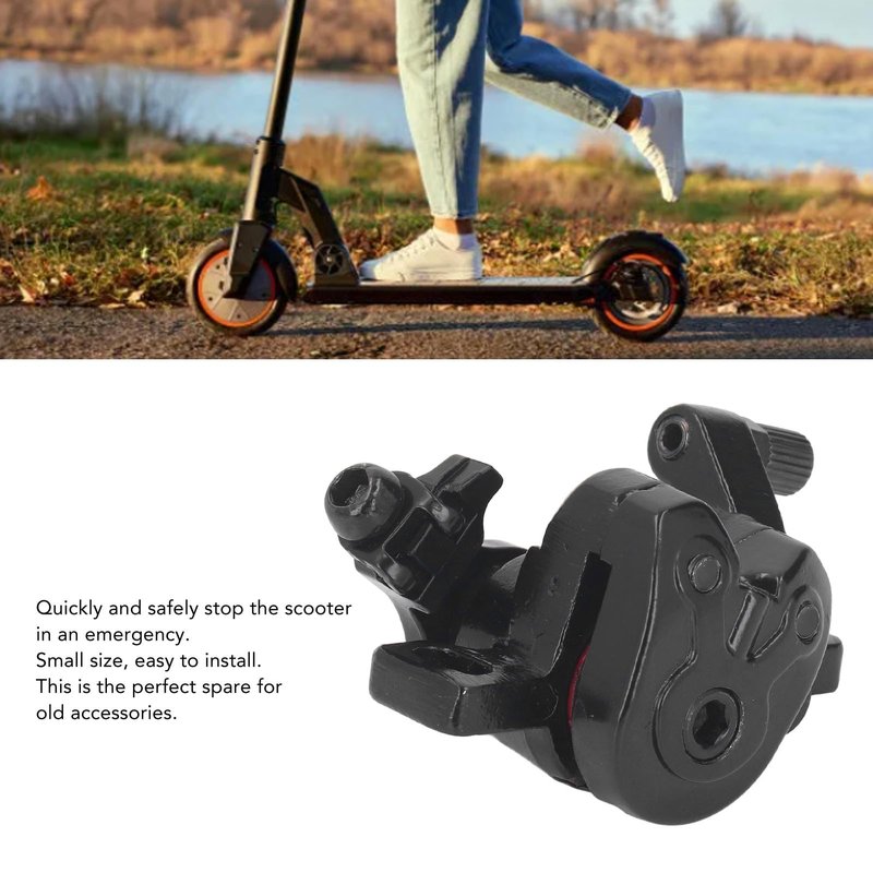 Fockety Electric Scooter Brake Caliper for, Aluminum Alloy Rear Disc Brake Caliper Pads for Electric Scooter Replacement Parts Electric Scooter Mechanical Disc Front Brake