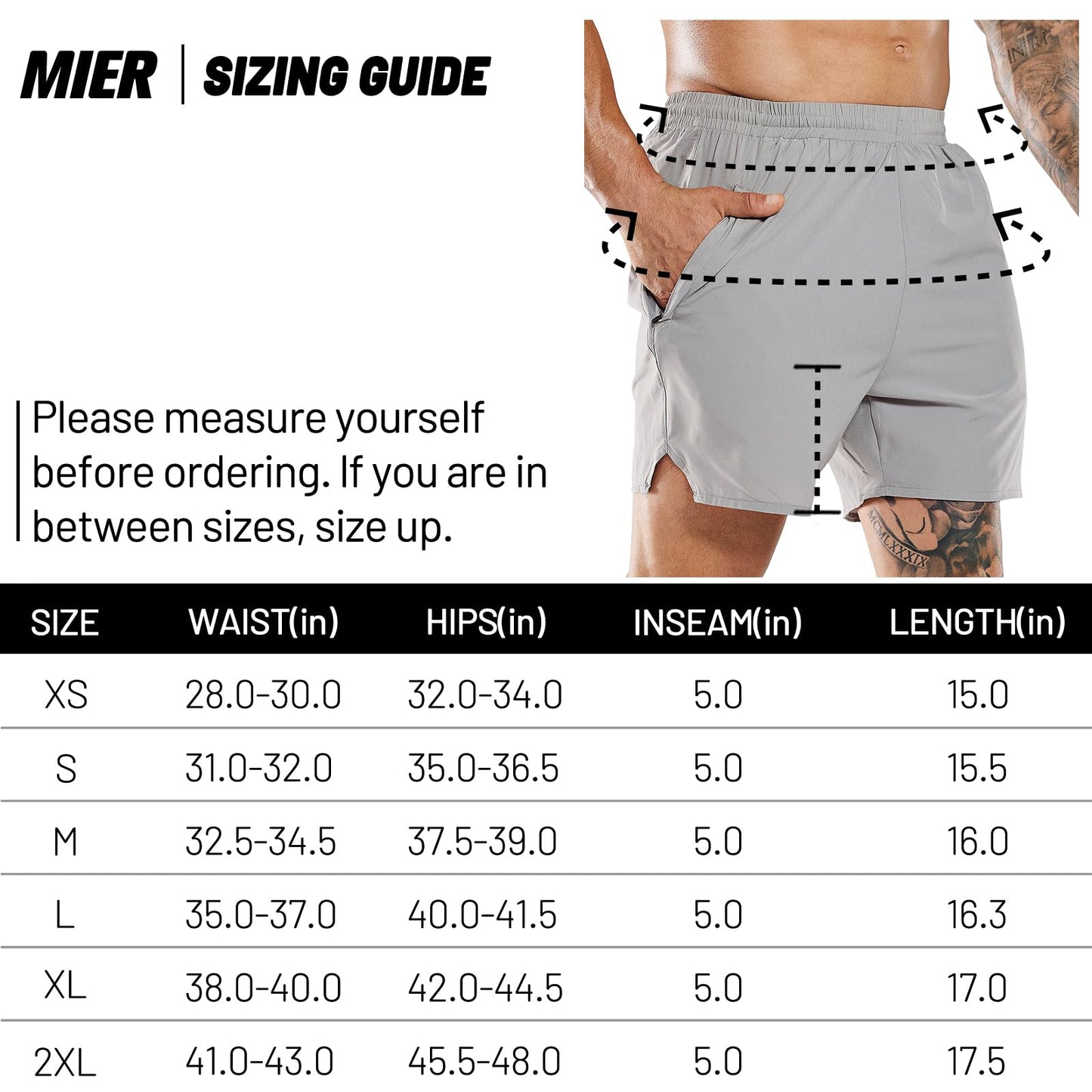 MIER Men's Active Running Shots 5 Inch Exercise and Fitness Training Shorts with Zipper Pockets, Light Grey, S