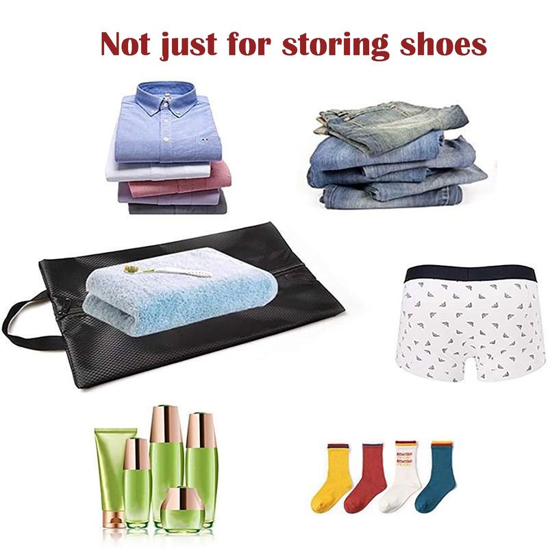 2 PCS Smell Proof Shoe Cleat Bags for Travel, Water-Resistant Odor Absorbing Cleat Shoe Organizer with Zipper for Soccer, Golf, Gym, Tennis, Baseball, Running（16.1 x 9.1 x 4.7 inches）