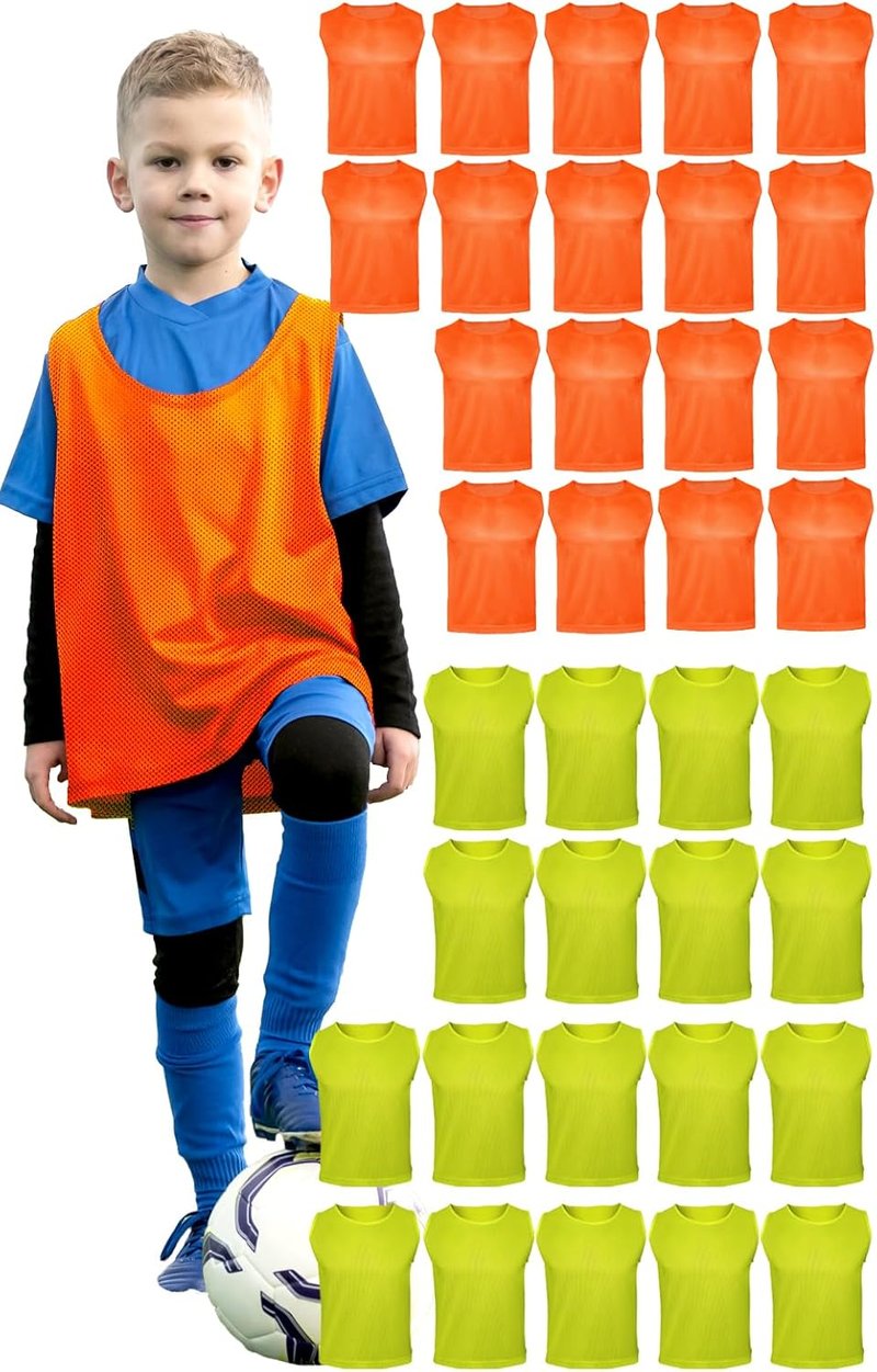 Youth Soccer Pinnies - Breathable Mesh Scrimmage Vests for Sports | Youth Size