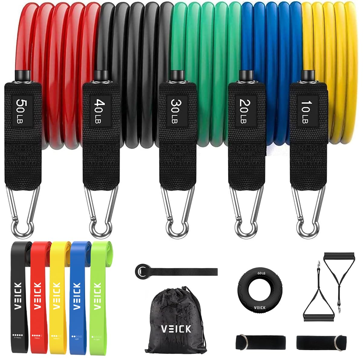 VEICK Resistance Bands, Exercise Bands, Workout Bands, Resistance Bands for Working Out with Handles for Men and Women, Exercising Bands for Fitness Weights Work Out at Home