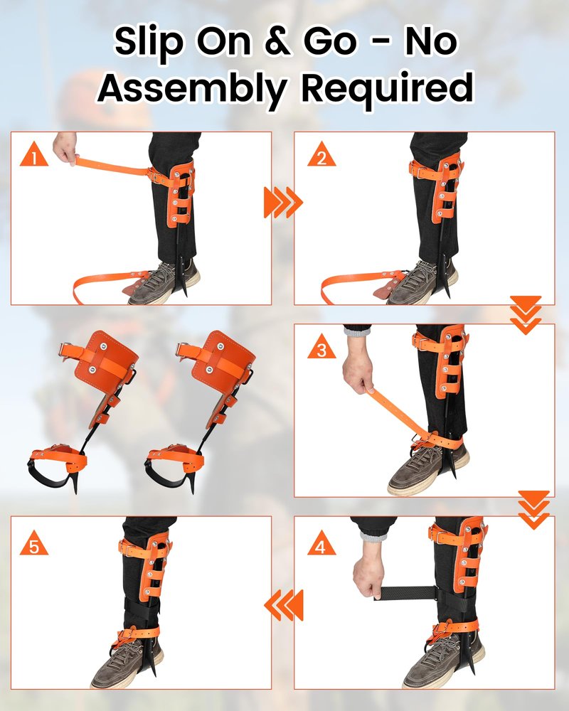 Xeoca Tree Climbing Spikes Set Tree Climbing Gear 1 Pair Alloy Steel Climbing Spurs 350lbs Load Capacity Arborist Equipment for Climbers, Fruit Picking and Lumberjack