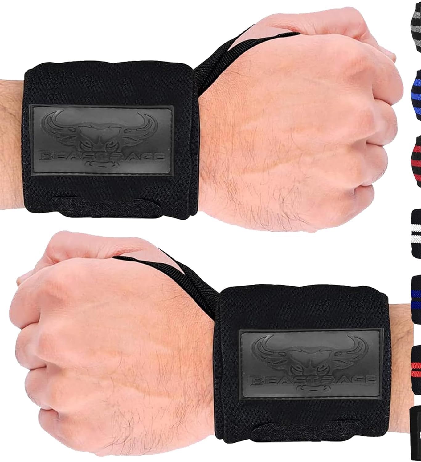 BEAST RAGE® Wrist Wraps for Weightlifting Adjustable Lifting Straps & Wrist Straps with Thumb Loop for Enhanced Gym Support, Wrist Support for Powerlifting, Bodybuilding and Gym workout (Black/Redish)