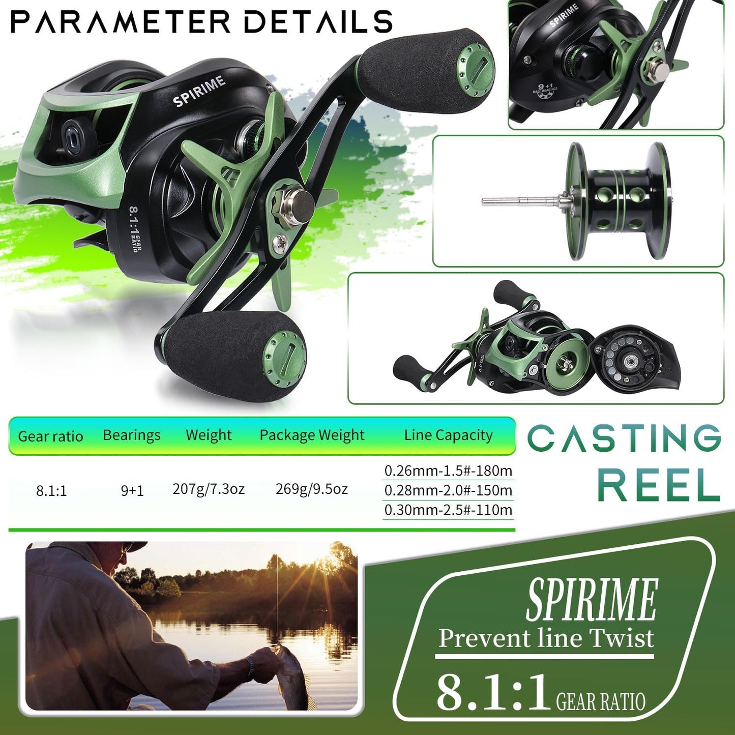 Sougayilang Baitcasting Fishing Reel - 9+1BB with Magnetic Braking System | Smooth Performance & Durability