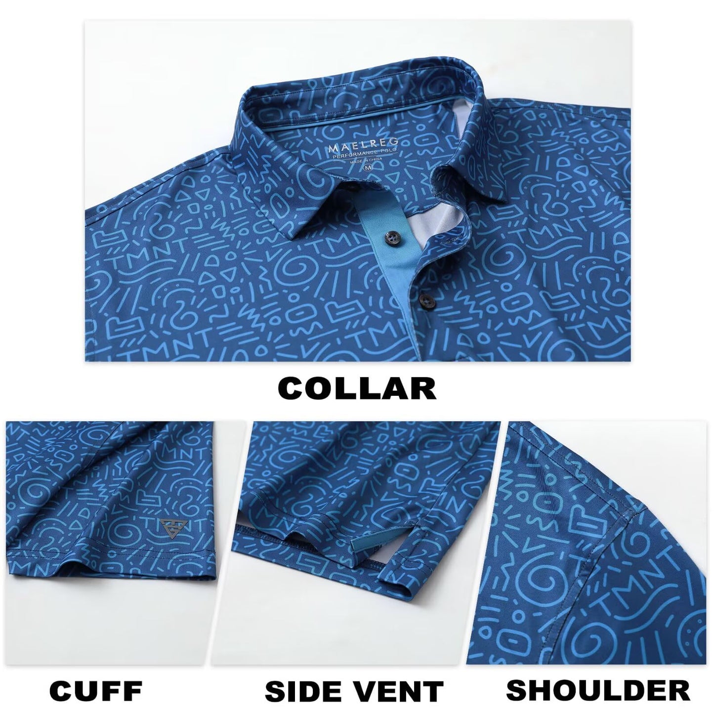 M MAELREG Polo Shirts for Men Quick Dry Fit Short Sleeve Performance Moisture Wicking Print Men’s Golf Shirts