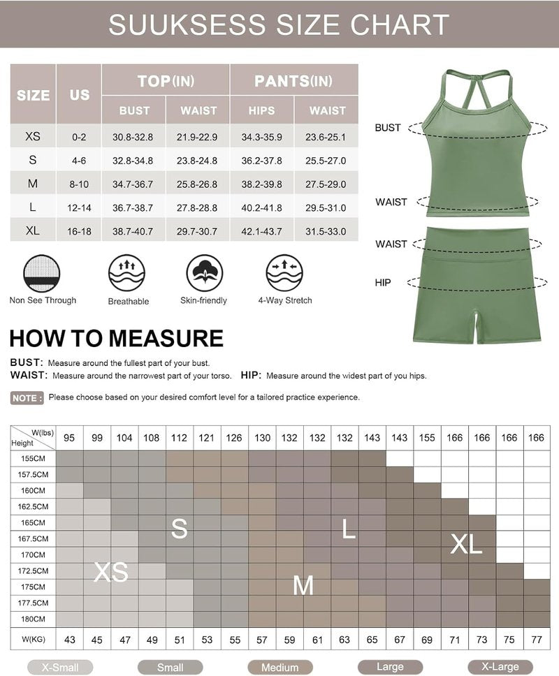 Women’s High Waisted Tummy Control Biker Shorts & Halter Tank Top Set - 2 Piece Workout Outfit