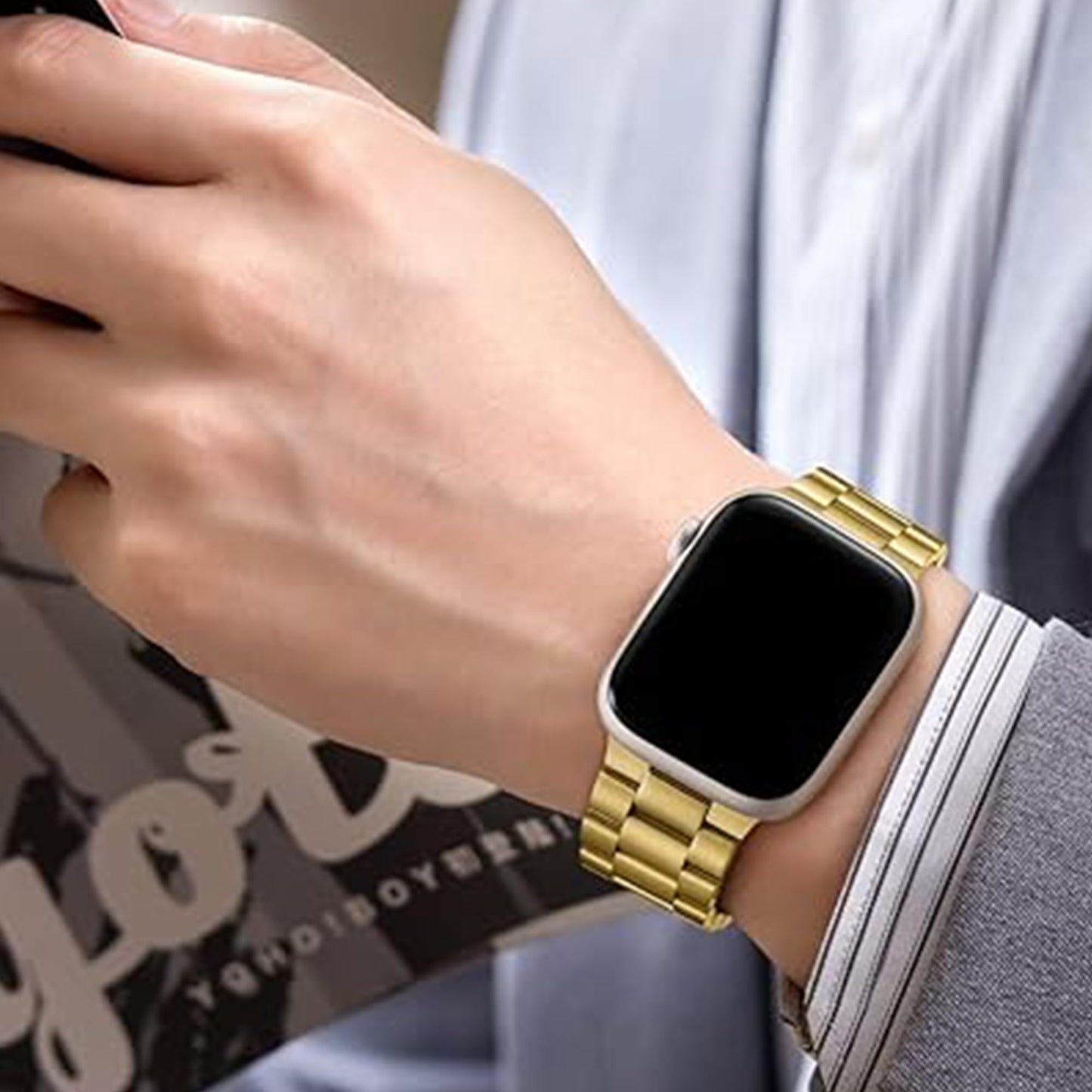 Lamshaw Compatible for Cubitt CT4 Smart Watch Band, 22mm Quick Release Stainless Steel Metal Replacement Straps Compatible with Cubitt CT4 / CT4 GPS / CT2Pro Max Smart Watch (Gold), ONESIZE