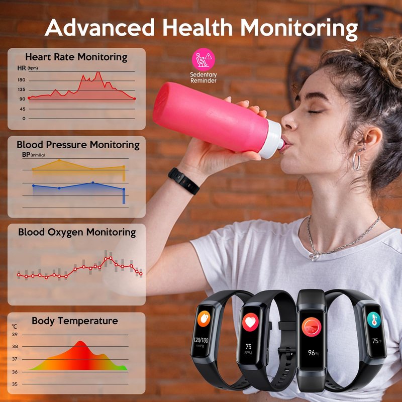 yiuzuik Fitness Tracker,Smart Watch with Blood Pressure Heart Rate & Sleep Monitor IP67 Waterproof Step Calorie Counter Pedometer Fitness Activity Health Watch for Men Women Android iOS Phone