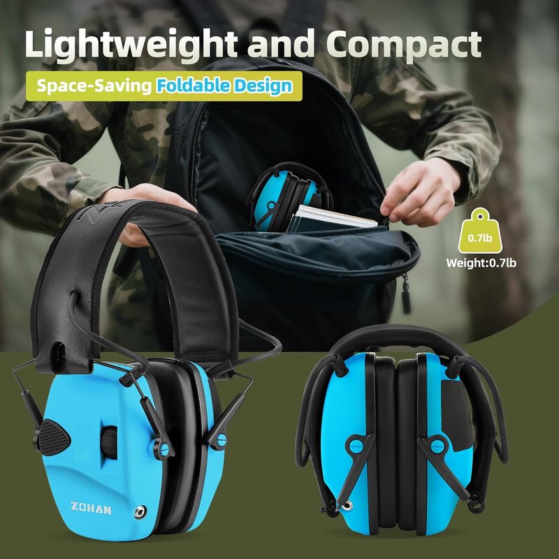 ZOHAN EM054 Electronic Shooting Ear Protection - 4X Sound Amplification, Slim Active Noise Reduction Earmuffs for Gun Range
