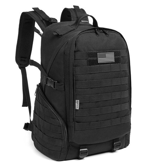 Tactical Hiking Backpack Quality Travel Rucksack Heavy Duty Laptop Bookbag Military Molle Army Bag Lockable 3 Day Assault Pack Outdoor Traveling Daypack Black