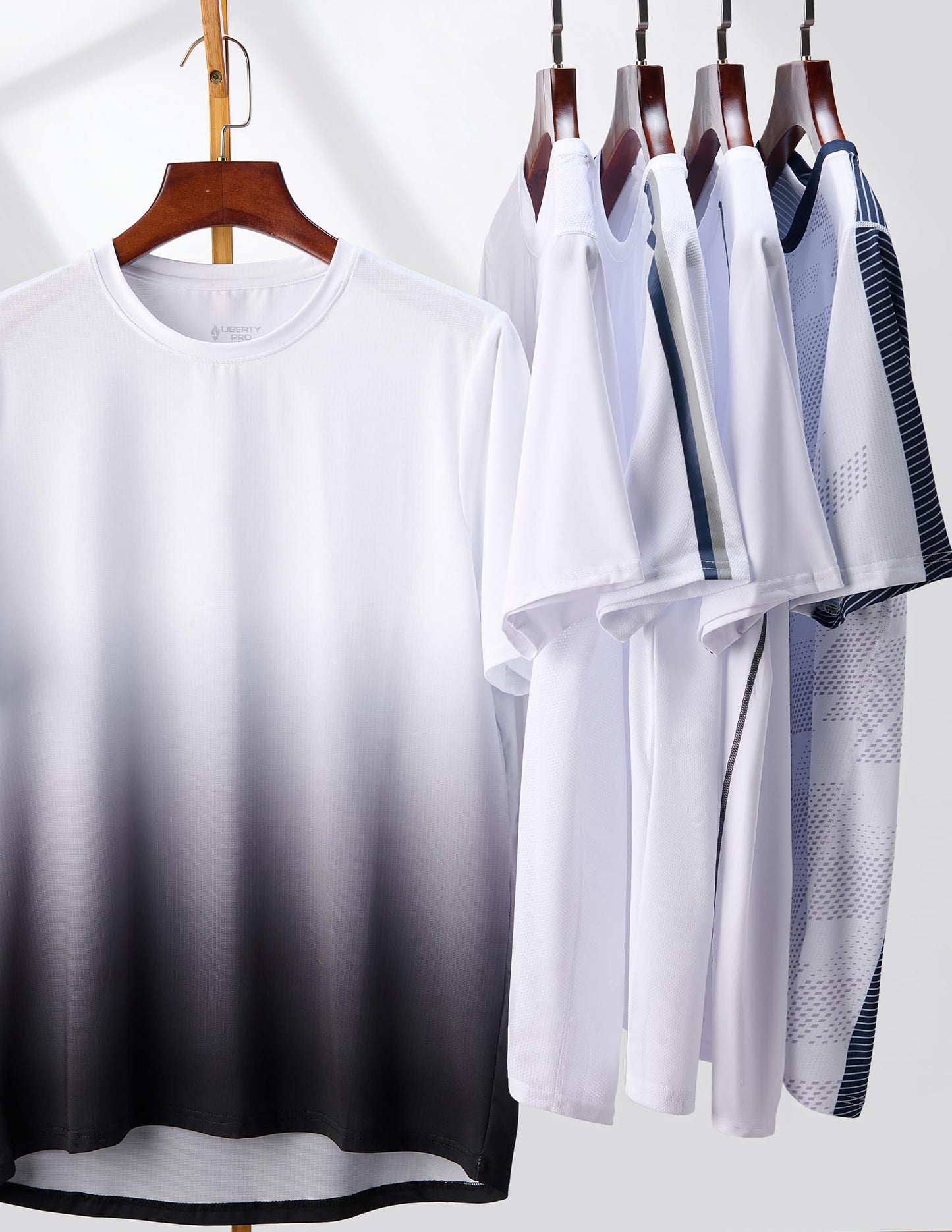 5 Pack Men’s Active Quick Dry Crew Neck T Shirts | Athletic Running Gym Workout Short Sleeve Tee Tops Bulk (Set 14, Medium) White
