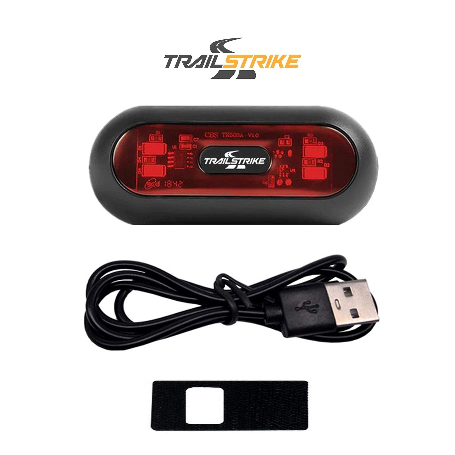 Trailstrike LED Motorcycle Bike Bicycle Red Rear Helmet Light Lamp for Night Riding Safety Warning Tail Lights Mode with Rechargeable Battery & USB Cable TS-101-A
