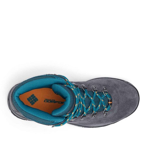 Columbia Women's Newton Ridge Plus Waterproof Amped, Shark/River Blue, 5
