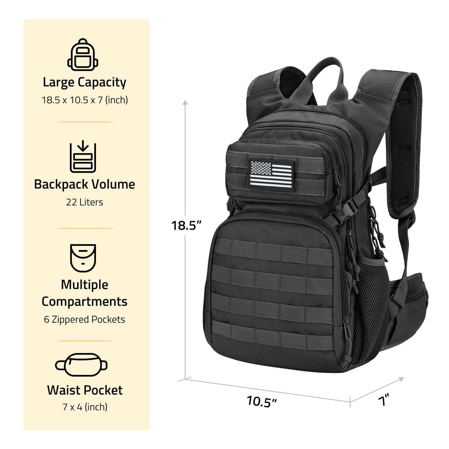 CVLIFE Tactical Hydration Backpack 3L, Lightweight Water Bag Hydration Pack, Hiking Backpack with Water Bladder for Men Women, Heavy Duty Molle Water Backpack for Cycling, Running, Hunting Black