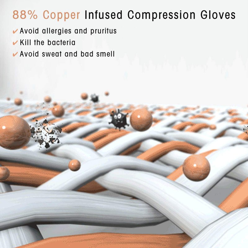 HENOTIC 2 Pairs Copper Arthritis Gloves for Women Men, Wrist Reinforcement Fingerless Arthritis Compression Gloves for Relieving Carpal Tunnel Aches, Rheumatoid Pains, Joint Swell