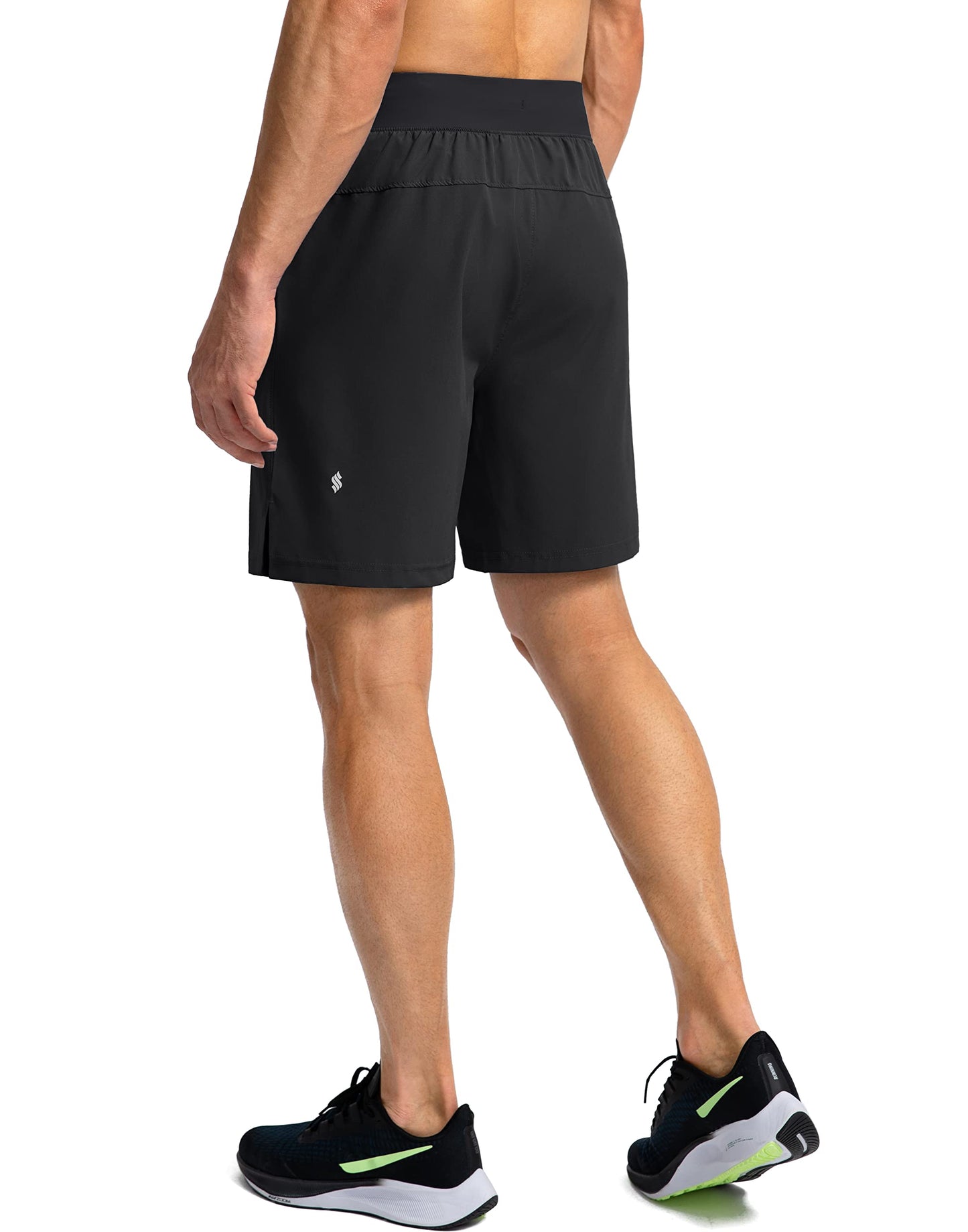 Soothfeel Men's Running Shorts with Zipper Pockets 7 Inch Lightweight Quick Dry Gym Athletic Workout Shorts for Men (Black, M)