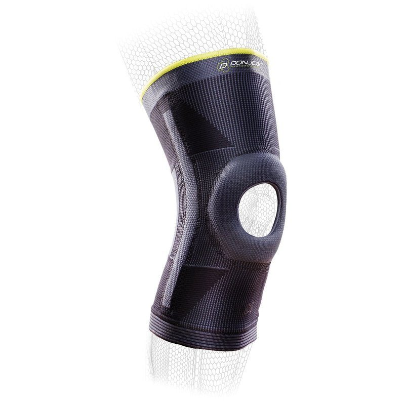 DonJoy Performance Deluxe Knit Knee Sleeve With Stays for Mild Knee Sprains & Strains - Slip-on Open-Patella Design for Athletes and Active Users, Large