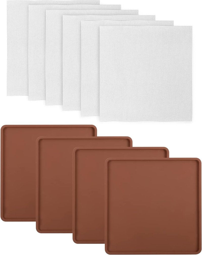 Silicone Dehydrator Mats & Mesh Sheets - Reusable Non-Stick Tray Liners for Fruits, Meat, Vegetables | Pack of 10