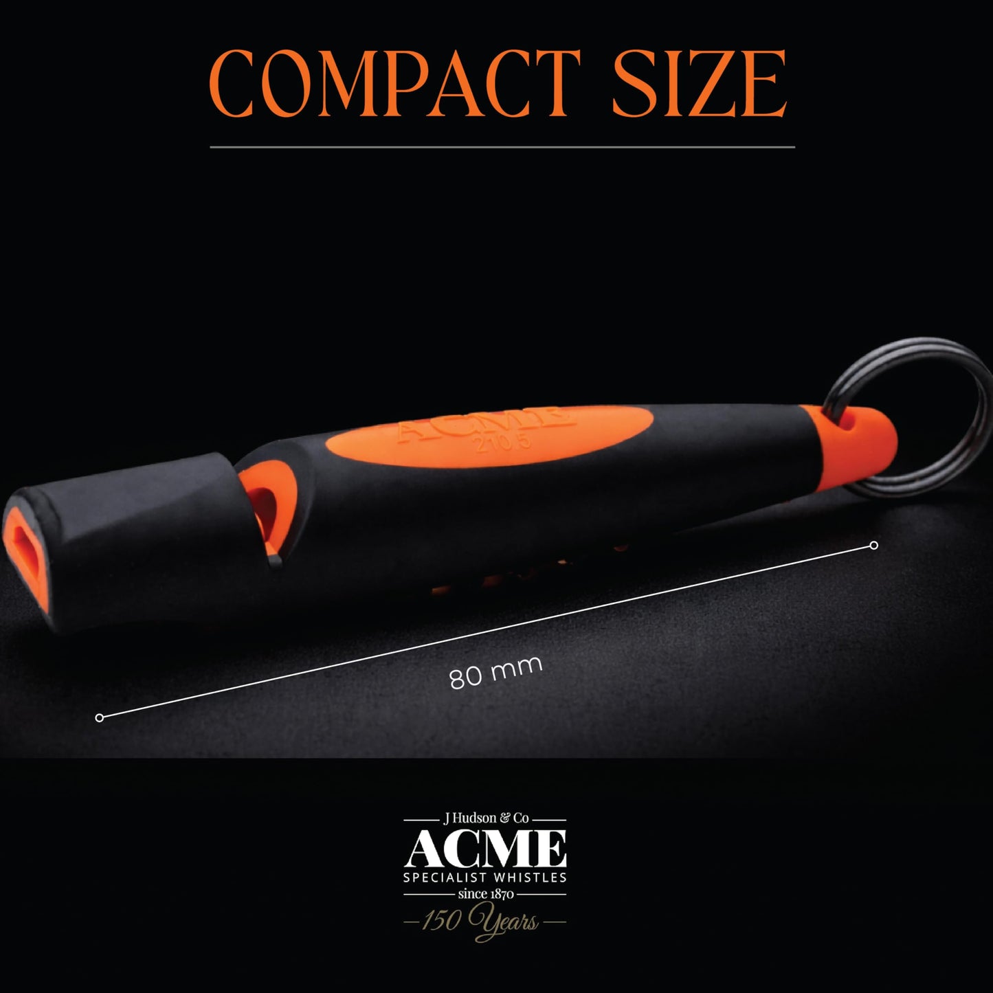 ACME Alpha 210.5 Dog Training Whistle with Enhanced Ergonomic Grip. BPA-Free Plastic. 110 dBA. Standardized Frequency for Smaller Dogs. Weatherproof. Made in the UK (Black on Day Glow Orange)
