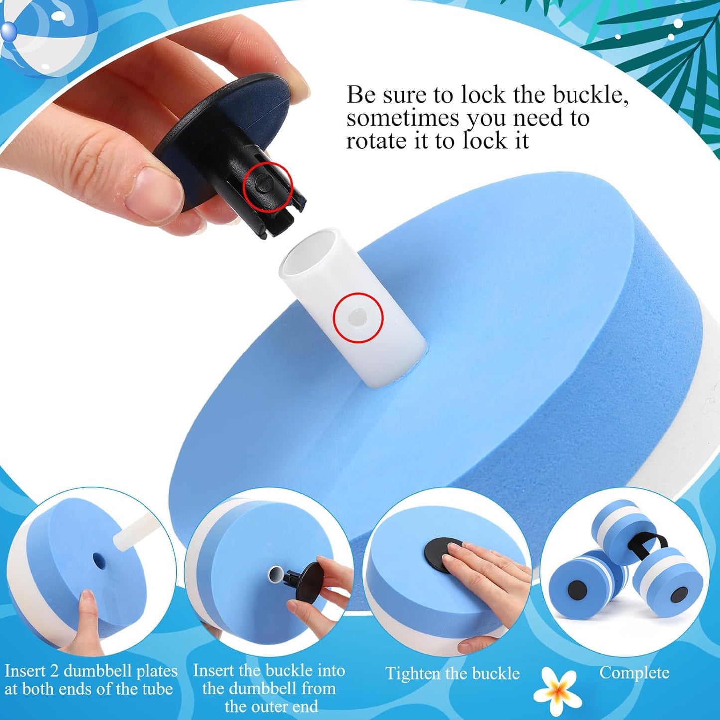 Water Dumbbells for Pool Exercise | EVA Foam Resistance Weights with Handle for Aqua Therapy & Fitness