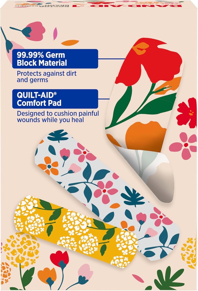 Flexible Fabric Adhesive Bandages - Comfortable Wound Care for Minor Cuts & Scrapes | Wildflower Design, 30 ct