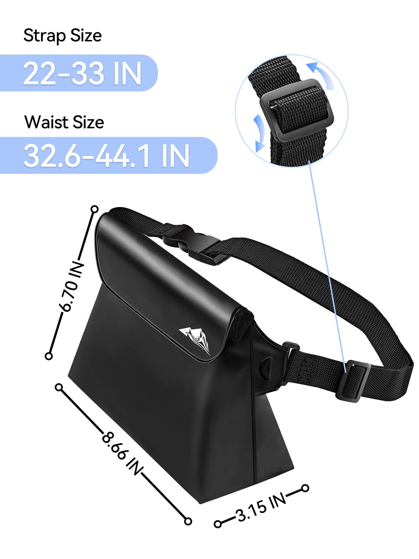 HEETA 2-Pack Waterproof Pouch with Waist Strap, Screen Touchable Dry Bag with Adjustable Belt for Phone Valuables for Kayaking Swimming Snorkeling Boating Fishing Surfing Beach (Black & White)