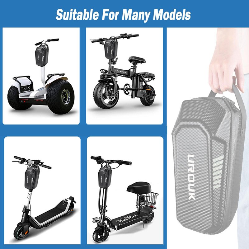 UROUK Electric Scooter Bag with USB Charging Port, 2L/3L Quick Release Scooter Storage Bag with Waterproof Hardshell, Large Scooters Handlebar Bag for E-Scooters, E-Bikes