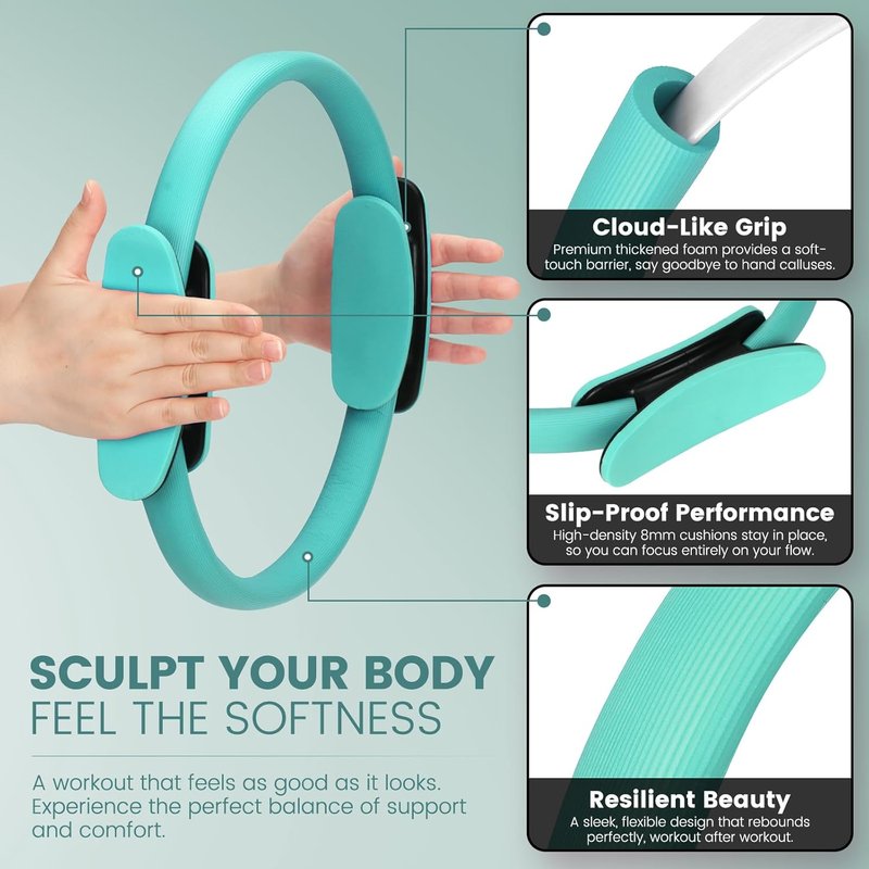 Pilates Kit for Women - 13-Piece Resistance Bands & Ring Set | Home Workout Essentials for Beginners