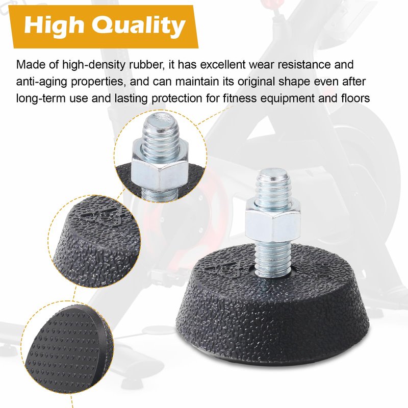 AQDD Excerise Bike Leveling Foot for Peloton Bike Replacement Parts, 3/8 in Stationary Bike Foot Screw Pad, Anti-Slip & Noise-Reducing (Black 4)