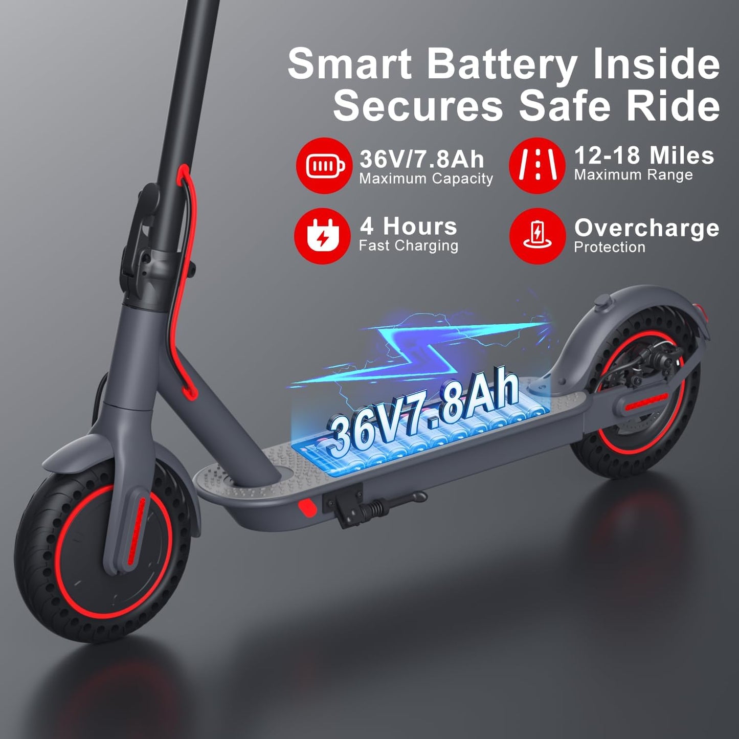 Electric Scooter for Adults - 500W Power, 18MPH Speed, 12-18 Miles Range | Foldable, Dual Braking, Smart APP, 264 lbs Capacity