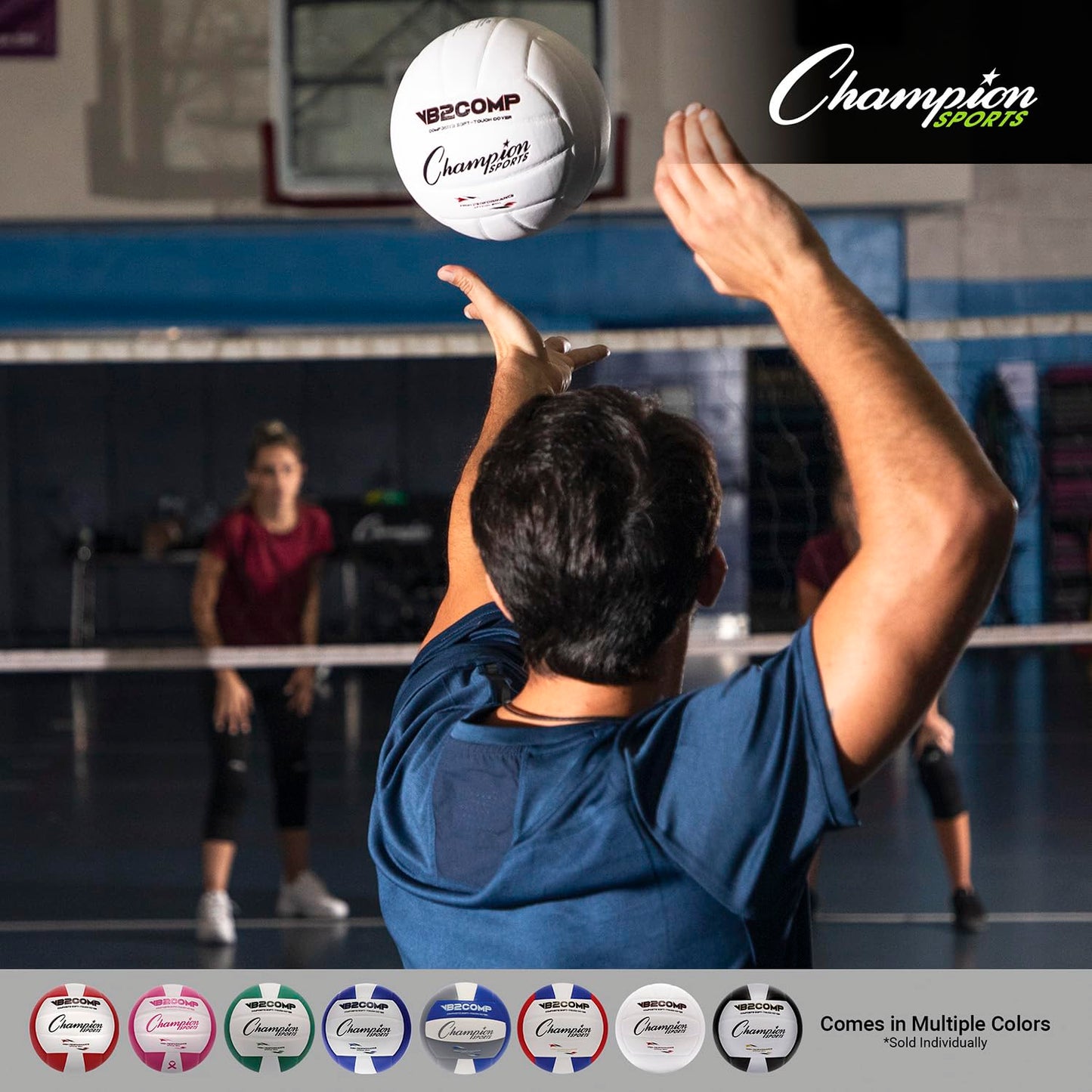 Champion Sports VB Pro Comp Indoor Volleyball – Official Size, Soft-Touch Composite Leather, White