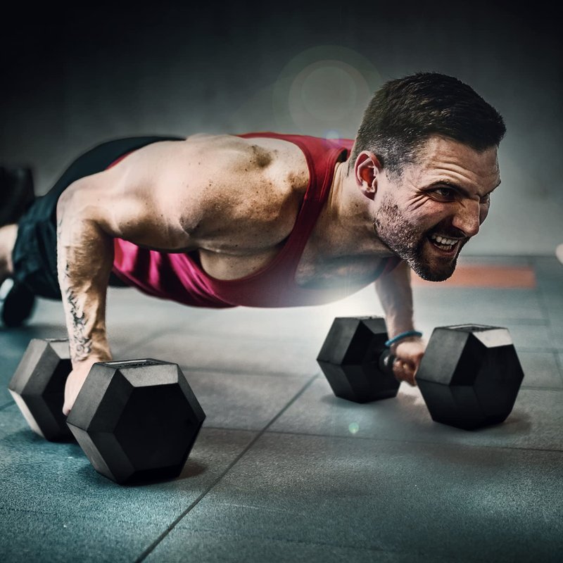 Dumbbell Hex- Rubber Grip - 45lbs