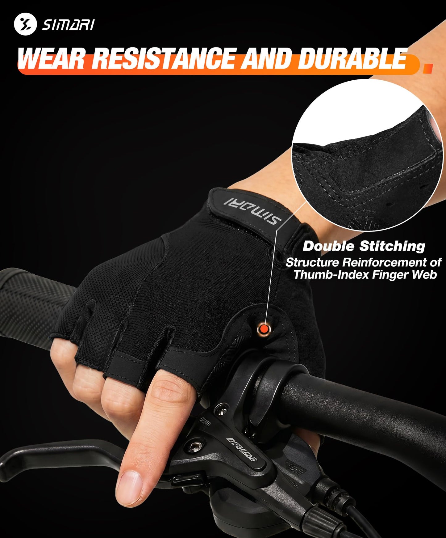 SIMARI Gel Pad Cycling Gloves with Cushion/Grip/Breathable, Workout Bike Gloves for Men Women Biking, Mountain Biking, Fitness, Gym Exercise, Weight Lifting Training, Yoga, Pilates (Black, L)