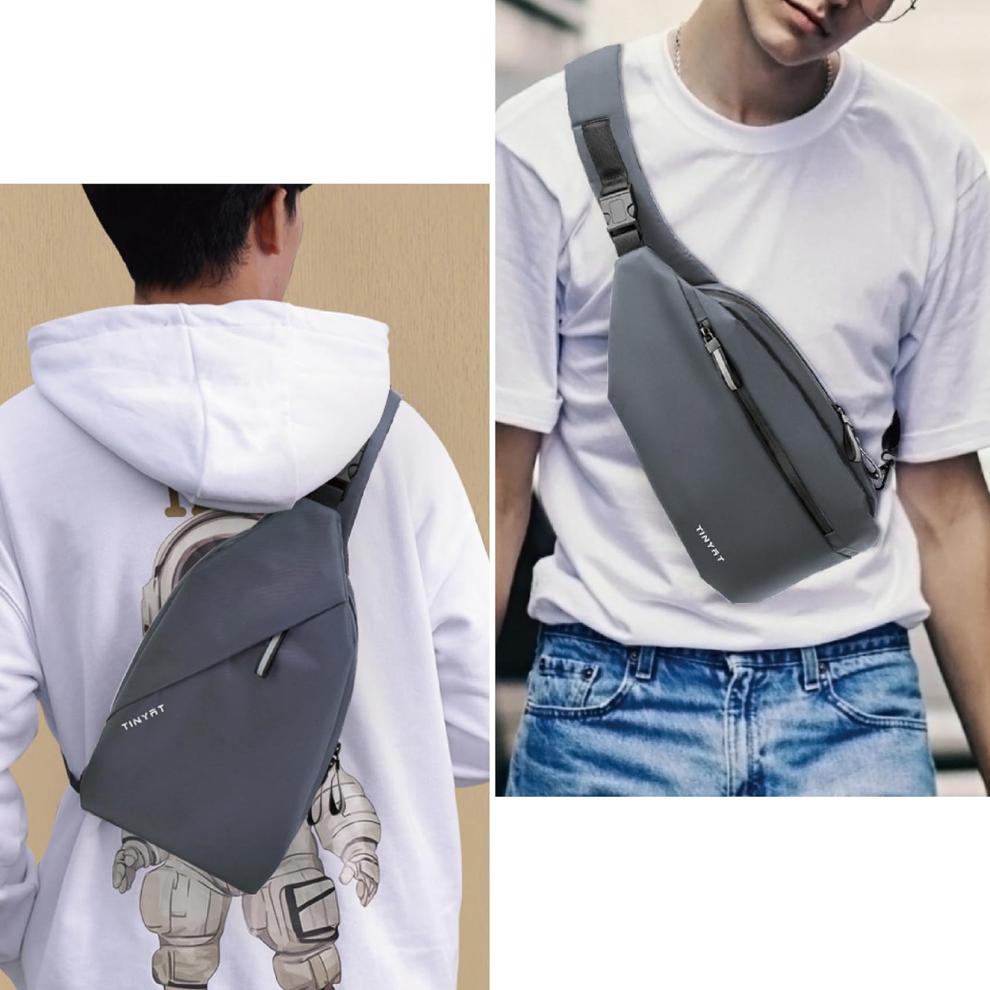 Sling Bag for Men women Anti Theft One Strap Motorcycle Backpack Sling Tactical Chest Bag Daypack Crossbody Backpacks for Casual Travel Hiking Diving Outdoor Sports Grey