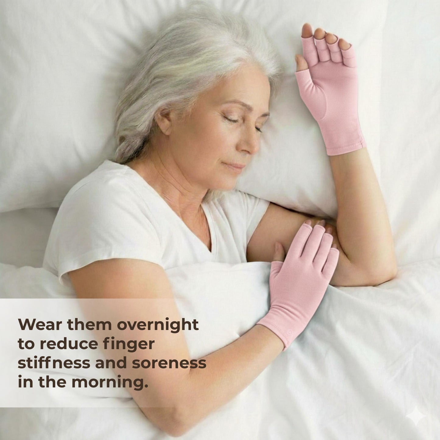 GRACE & ABLE Compression Gloves for Arthritis - Open Finger, Cotton-Blend, Lightweight, Breathable Hand Support (Ballet Pink, Large)