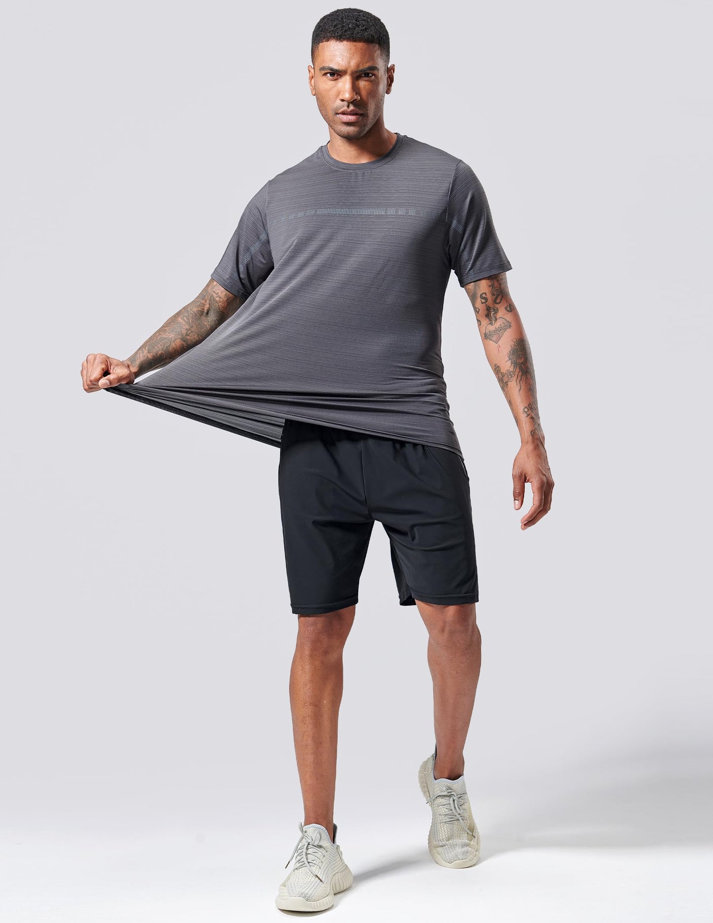 5 Pack Men’s Active Quick Dry Crew Neck T Shirts | Athletic Running Gym Workout Short Sleeve Tee Tops Bulk (Set 12, X-Large)