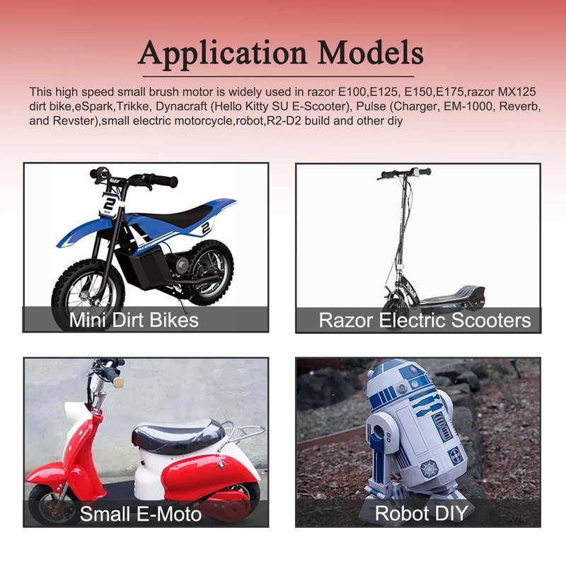 24V 150W Electric Scooter Motor with 7 Tooth 25H Chain Sprocket MY6812 Electric Brushed Motor High Speed Small Brush DC Motor for Razor E100 Scooter Electric Dirt Bike MX125 Motor Replacement Upgrade