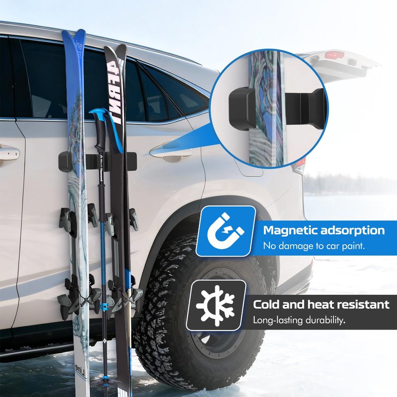 MIPON 2pcs Magnetic Ski Snowboard Vehicle Mountr & Fishing Rod Holde for Car Truck Bed Boat Wall Garage Door,Protection You Vehicle Paint