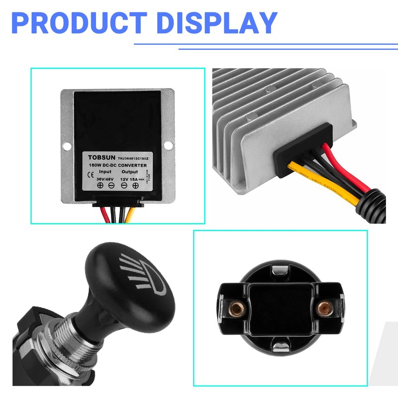 DRIVE UP DC Voltage Reducer 48V Step Down to 12V 15A Buck Converter Waterproof Voltage Regulator Kit Fits for Club Car Precedent 2004-Up Golf Carts
