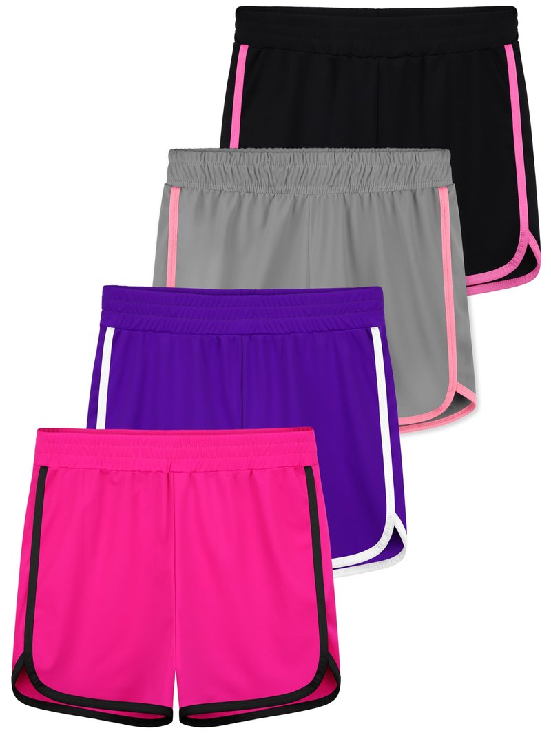 Resinta 4 Pack Youth Girls Athletic Shorts Quick Dry Soccer Shorts Big Girl Summer Sports Shorts for Running Dance Yoga