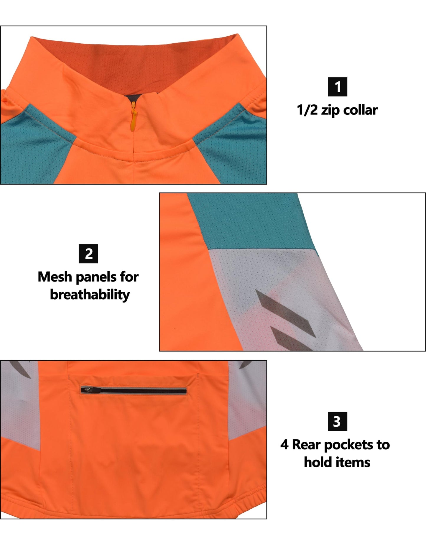Little Donkey Andy Women's Half Zip Cycling Jerseys Long Sleeve Bike Shirts Running Hiking Orange M