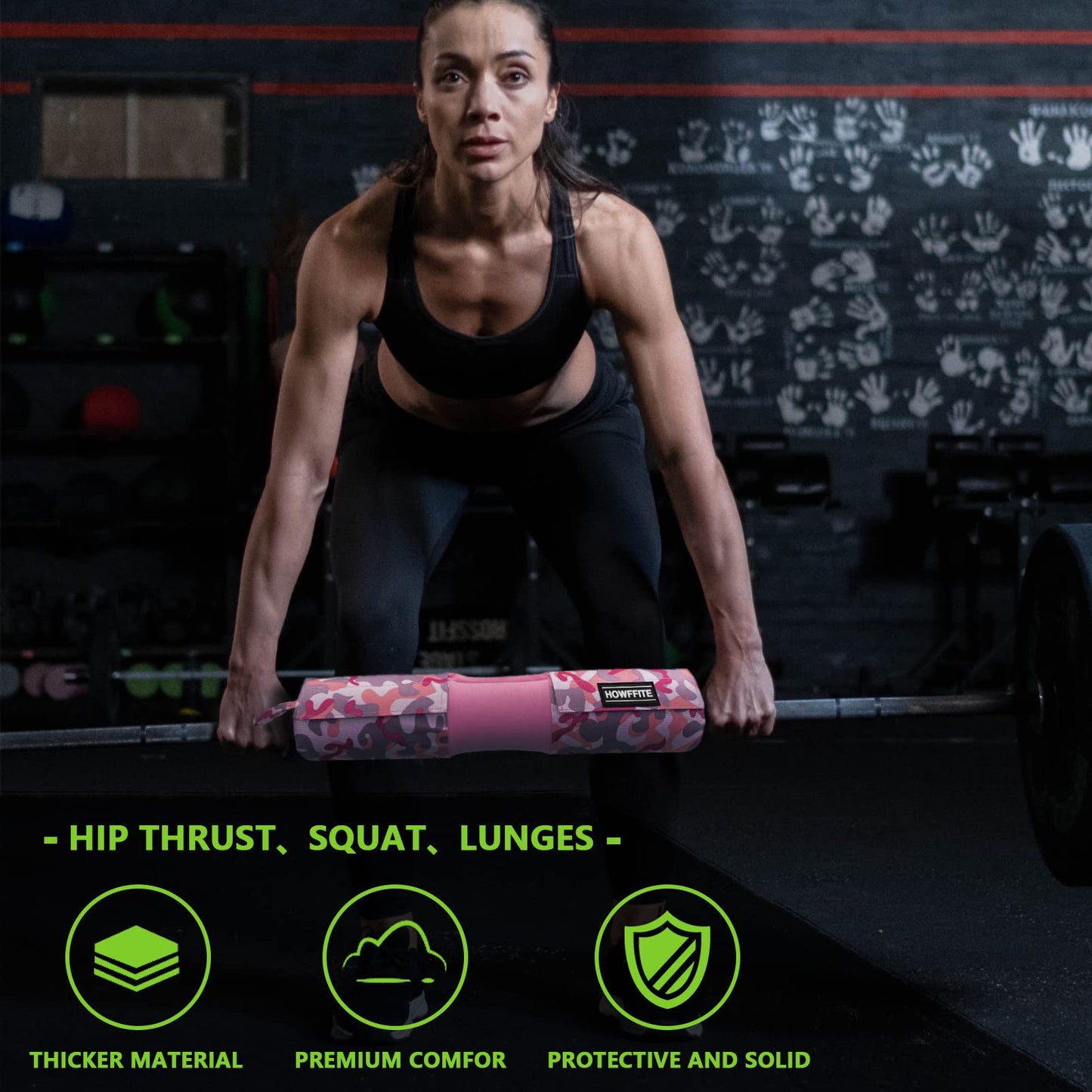 Squat Bar Pad Hip Thrust Cushion Pink Camo Style for Barbell Glute Bridge Weightlifting Fitness Provides Support to Neck and Shoulders While Exercise Gym Training Accessories