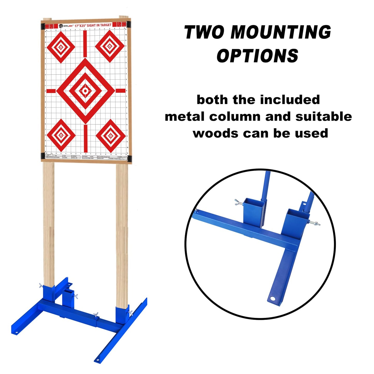Atflbox Shooting Target Stand with 10pcs 17x25 Inch Sight in Paper Targets, Durable Paper Target Holder with Stable Adjustable Base for Cardboard Silhouette, H Shape, IPSC, IDPA Practice