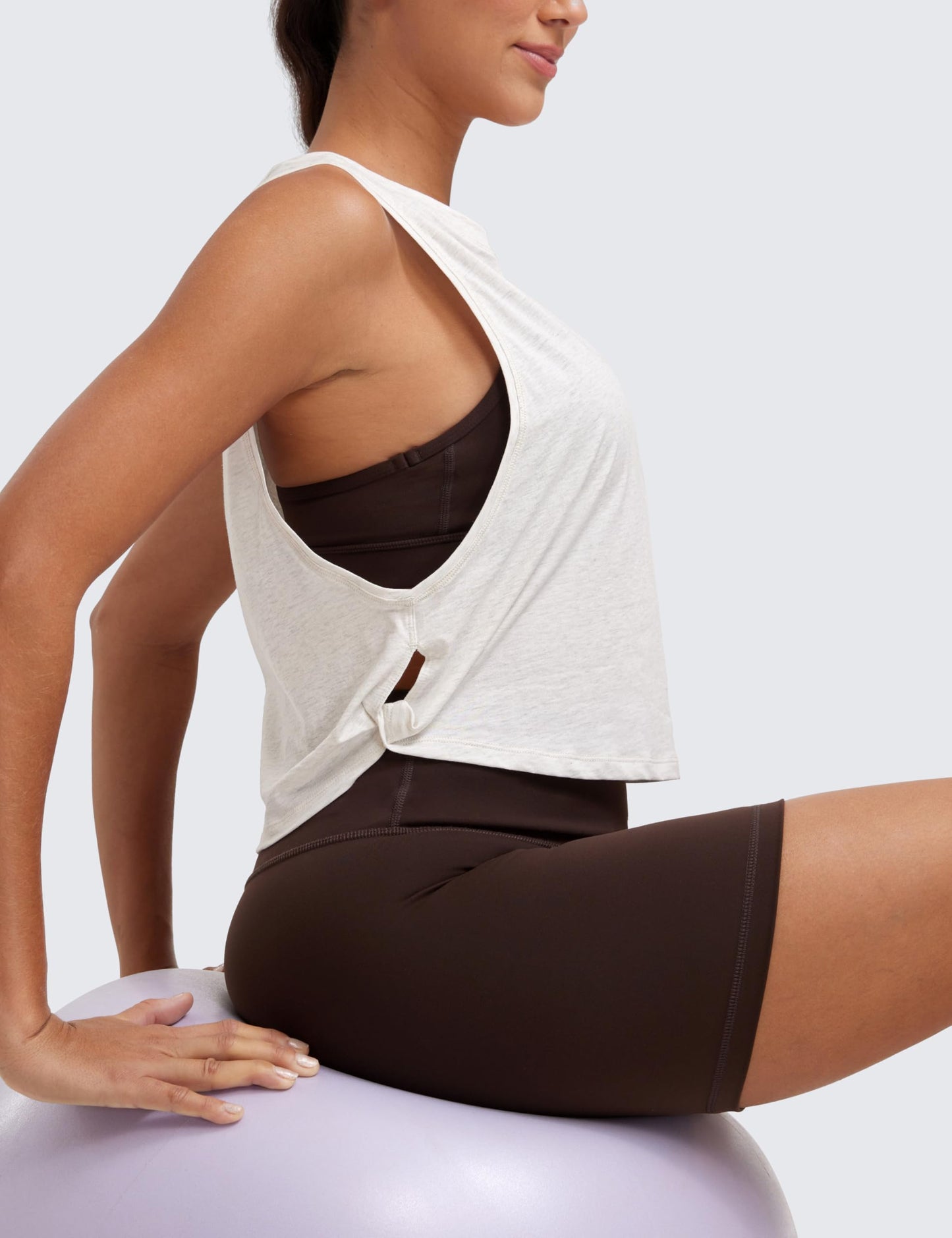 CRZ YOGA Pima Cotton Large Armhole Tank Tops for Women - Workout Sport Athletic Yoga Running Gym Loose Crop Sleeveless Shirts Deep Armhole-Ice Grey/White Small