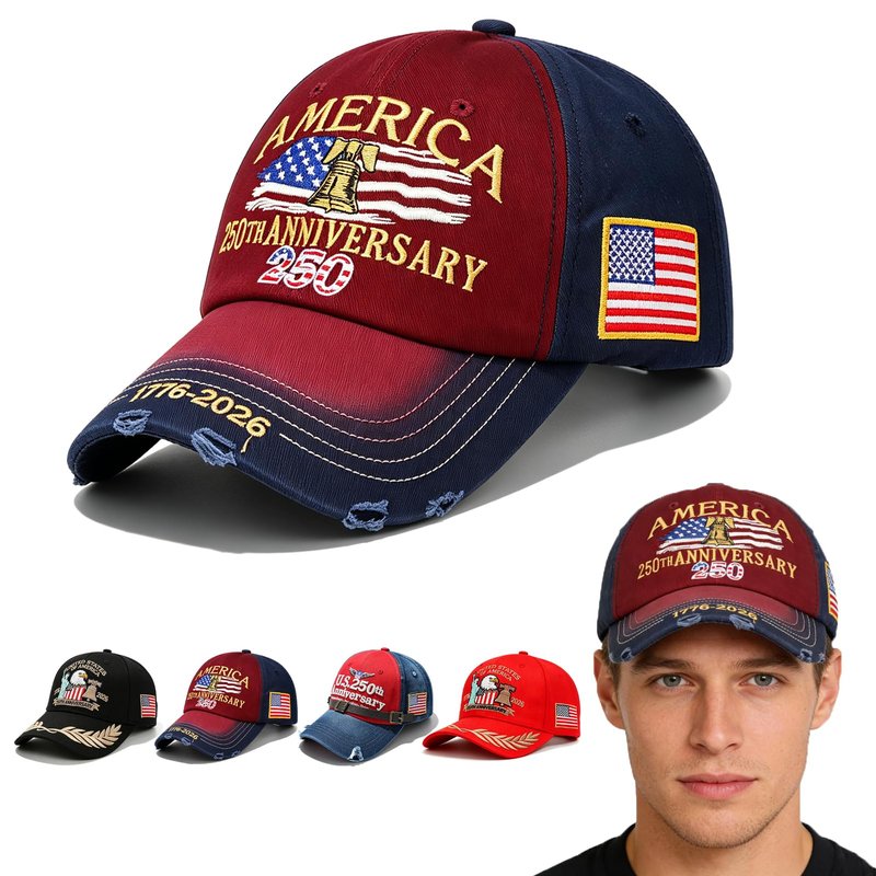 250 Anniversary USA Hat for Men Adjustable United States 250th Birthday Hat & Caps for Women Patriotic Embroidery Baseball Caps 250 Anniversary USA Merchandise Gift for Dad Multi