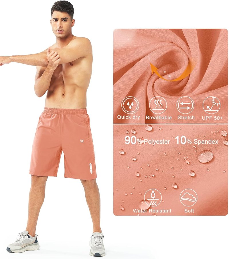 Men's Athletic Running Shorts - Quick Dry Lightweight Gym Workout | 7"/9"/5" Sizes, 3 Zipper Pockets