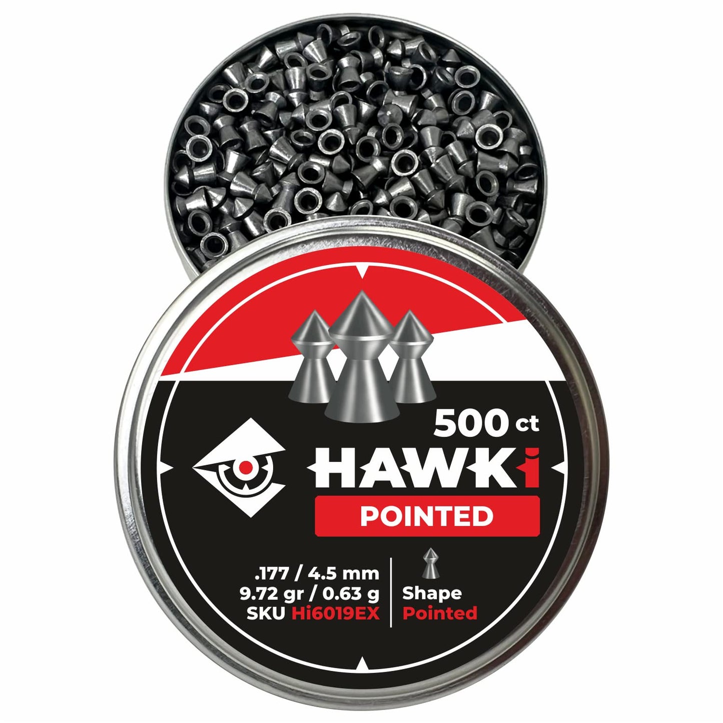 Hawki Airgun Pellets .177cal/4.5mm Caliber (9.72gr/0.63 g) 500 ct Hi6019EX Pointed